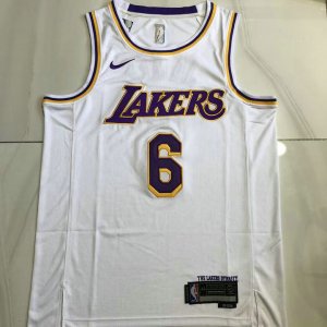 NBA 6 James Lakers authentique Maillot blanc